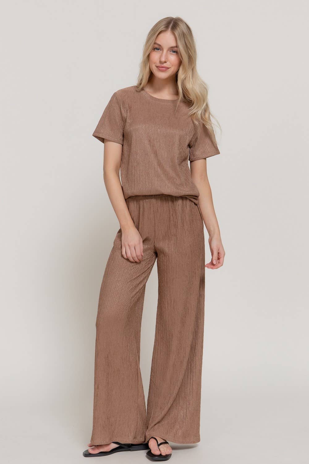 0504 Crinkle Knit Top & Pants 2pc Set SI-29441