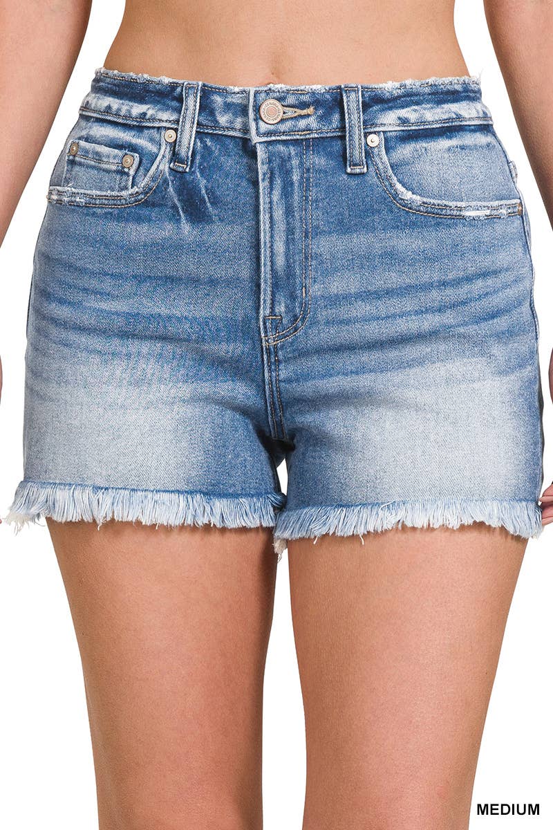 Frayed Hem Denim Shorts