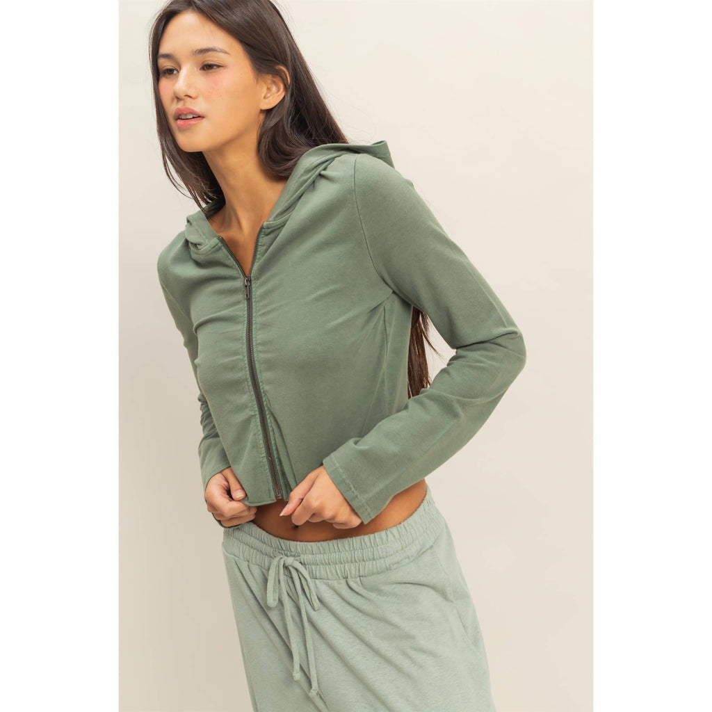 Zip Up Cropped Hoodie