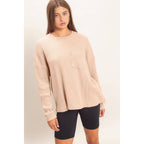 Mineral Wash Waffle Long Sleeve Top