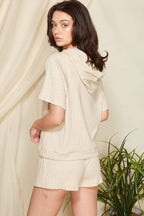 SET10016-RIB PULLOVER WITH SHORTS SET