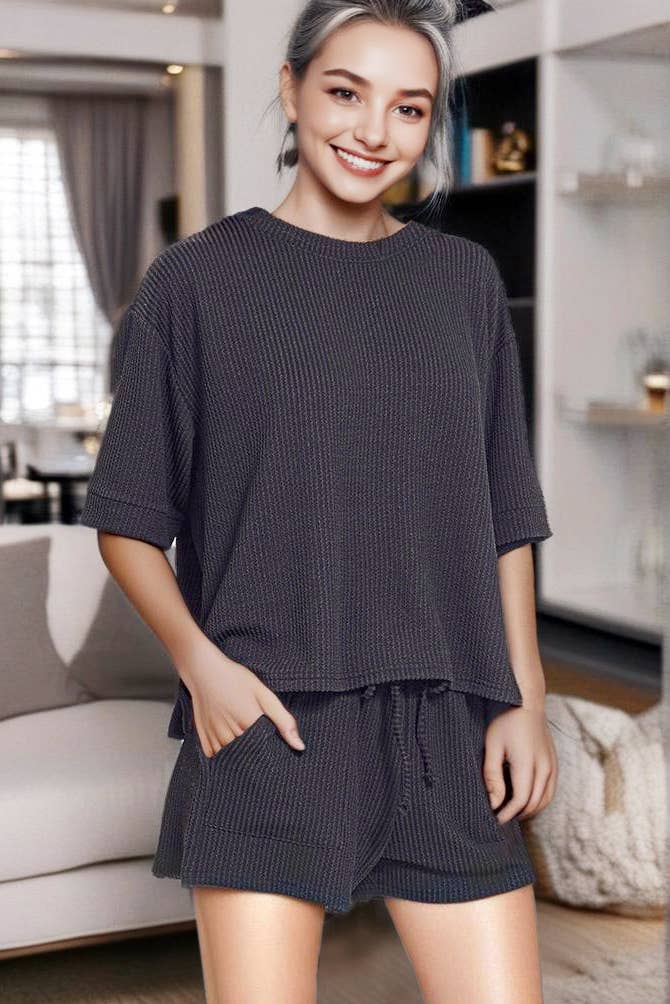 Rib Tee & Shorts 2pc Set