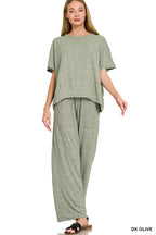 Soft Melange Short Sleeve Tee & Long Pants Set - Zenana