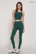 Double Layer Effect Crop Tank Top & Leggings Seamless Set