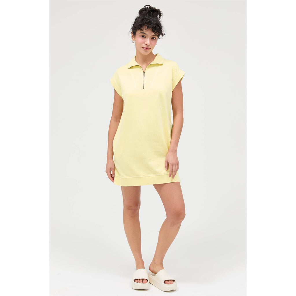 Half Zip Up Mock Neck Mini Dress