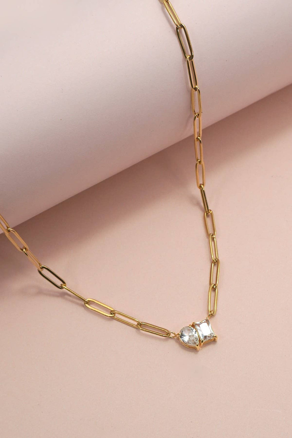 18K STAINLESS STEEL TARNISH FREE RHIN NECKLACE | 40NK9634