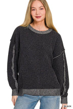 Exposed Seam Drop Shoulder Oversized Sweater