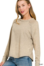Washed Scoop Neck Long Sleeve Top Zenana