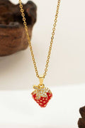 18K STAINLESS STEEL STRAWBERRY NECKLACE