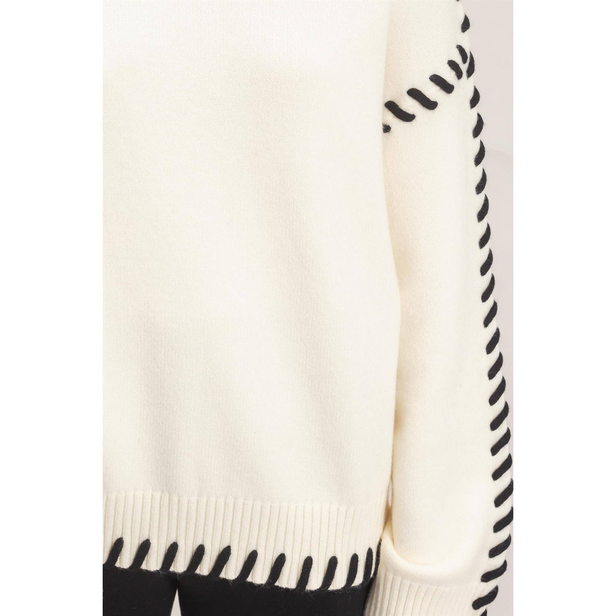 Blanket Stitch High Neck Sweater