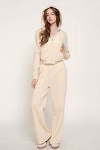 Studded Hoodie & Pants Inner Fleece Terry 2PC Set