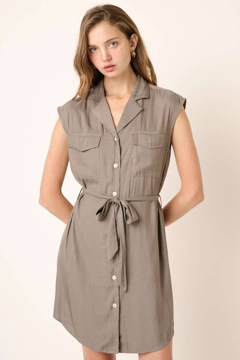 NOTCHED COLLAR SHIRT DRESS