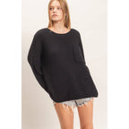 Ribbed Knit Patch Pocket Sweater