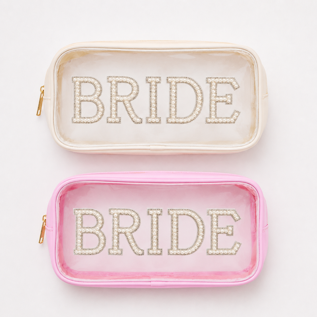 2-in-1 BRIDE Clear Cosmetic Bag Bundle - Set Of 6 ( $36 Value )