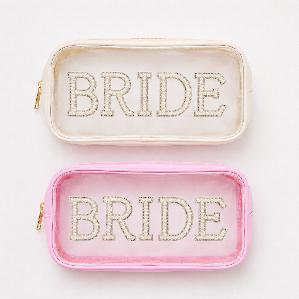 2-in-1 BRIDE Clear Cosmetic Bag Bundle - Set Of 6 ( $36 Value )