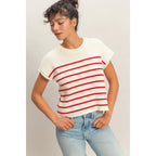 Sleeveless Ribbed Striped Knit Top