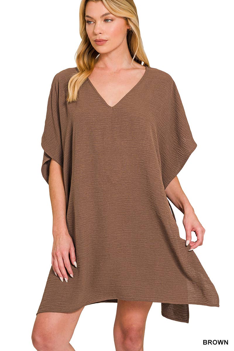 Woven Air Flow Tie Side Cover Up Dress