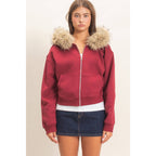 Detachable Fur Zip Up Hoodie