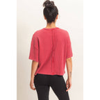 Mineral Wash Waffle Knit Pocket Top