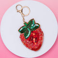 Strawberry Beaded Bag Keychain