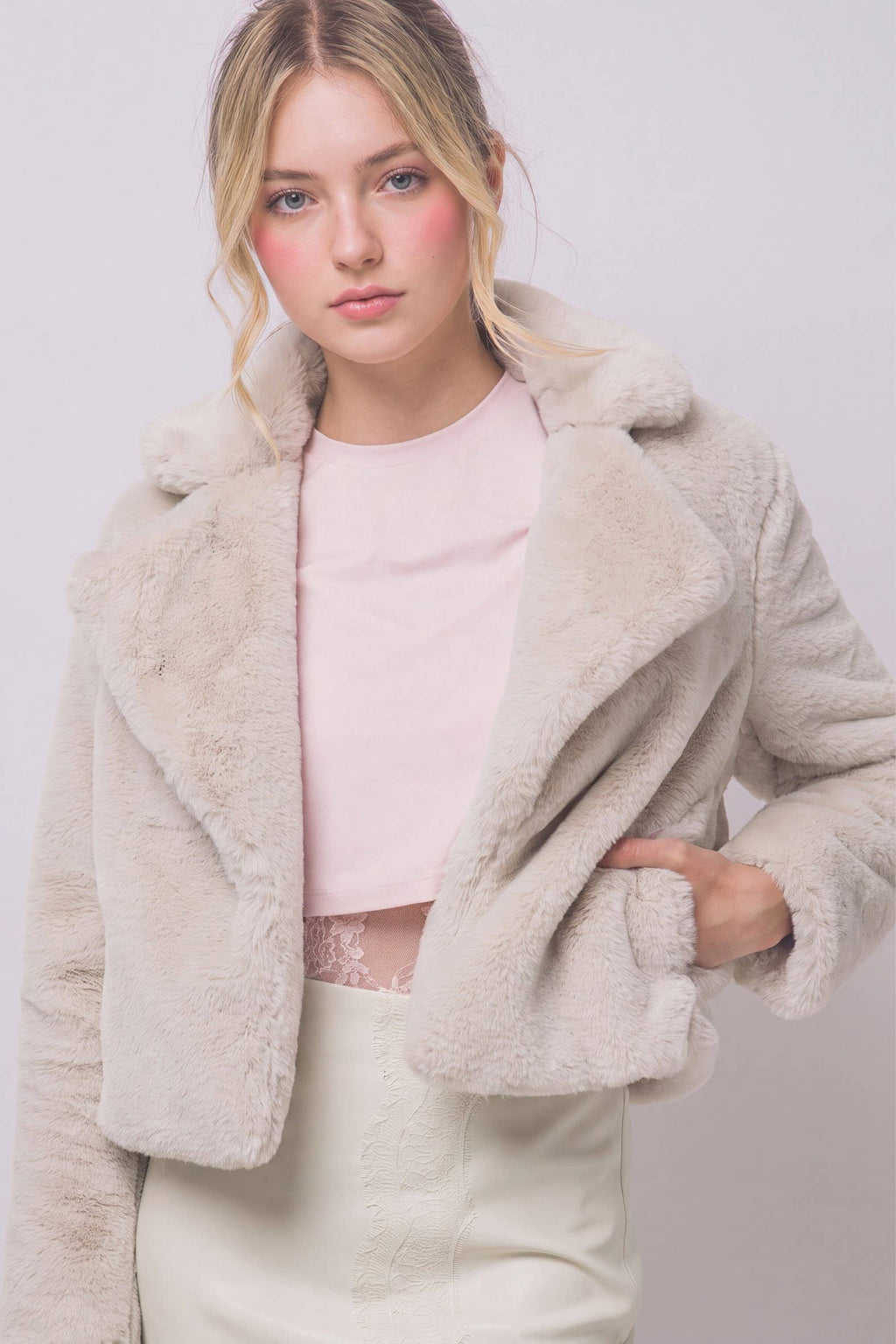 Cropped Faux Fur Jacket