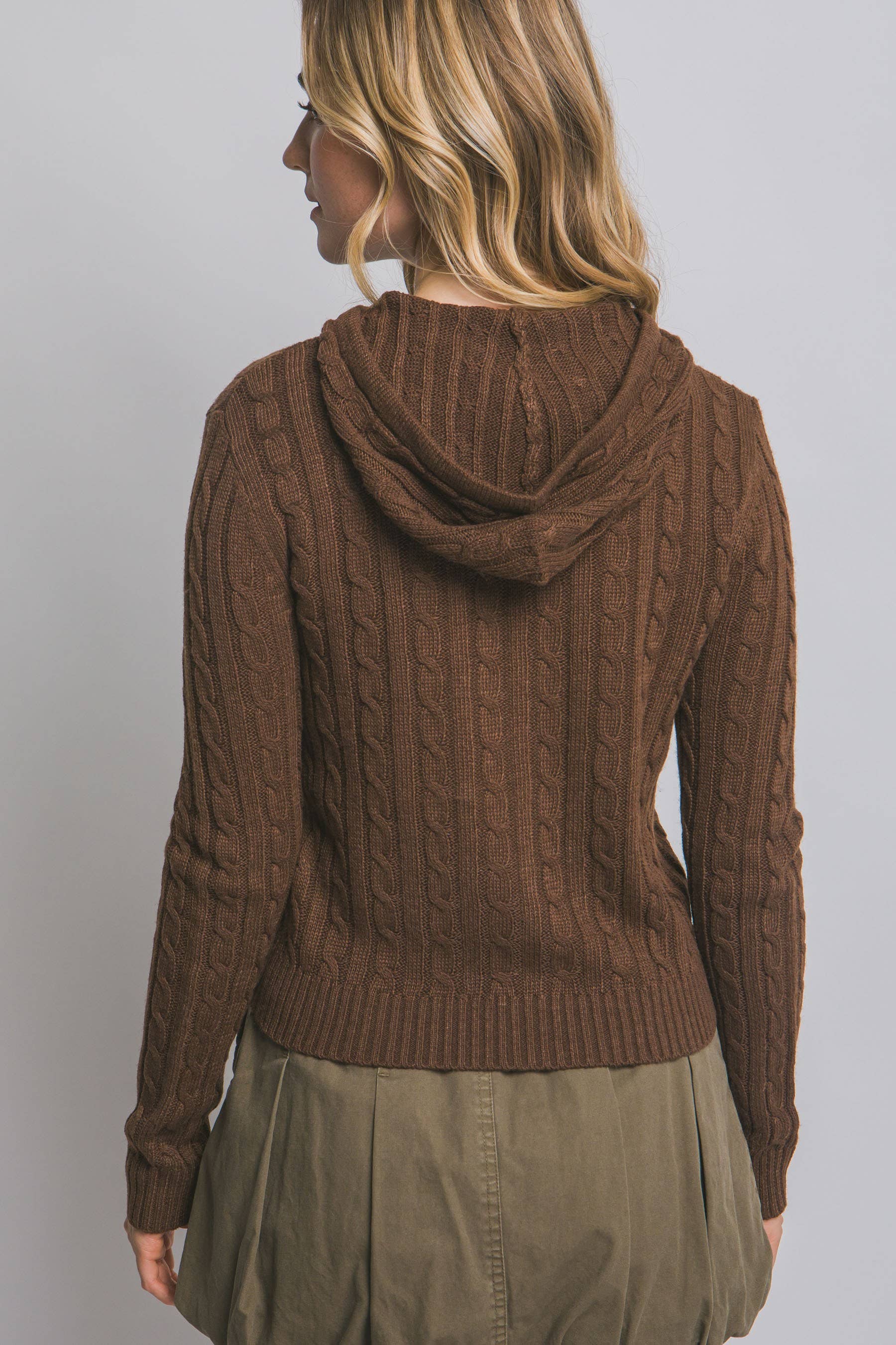 Fitted Cable Knit Cardigan Sweater
