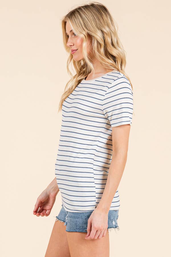 AY34568S4 - SHORT SLEEVE MULTI COLOR STRIPE TOP