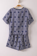 NT12482SET-Floral Embroidery Woven Top & Shorts Set
