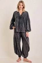 Zen Mineral Washed Ribbed  Baggy Lounge Balloon Pants HP7610