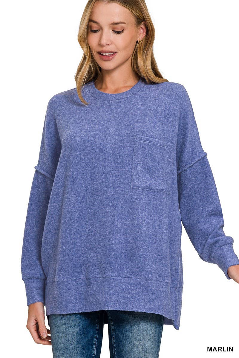 Brushed Melange Drop Shoulder Oversized Sweater