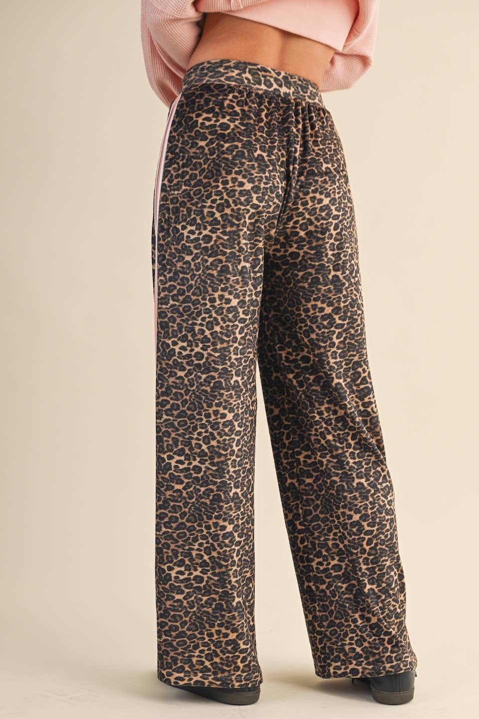 Leopard Print Velour Track Pants