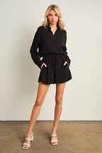 7891SET-Button-Down Shirt & Ruffle Shorts Set