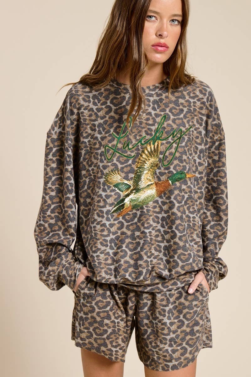 Lucky Ducky Mallard Graphic L/S French Terry Pullover