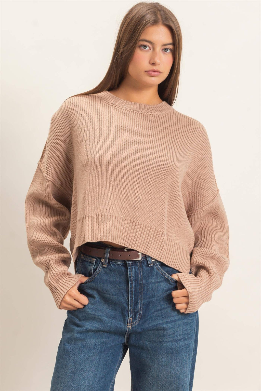 Ribbed Drop Shoulder Sweater