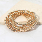 7PCS - Metal Ball Beaded Stretch Multi Layered Bracelets