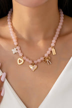 BEADED CHARM NECKLACE-HEART BOW CLOVER | 80N92632