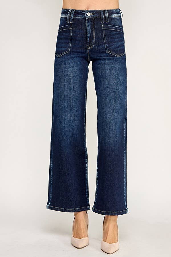 P7117W-DK HIGH RISE PATCH POCKET WIDE LEG