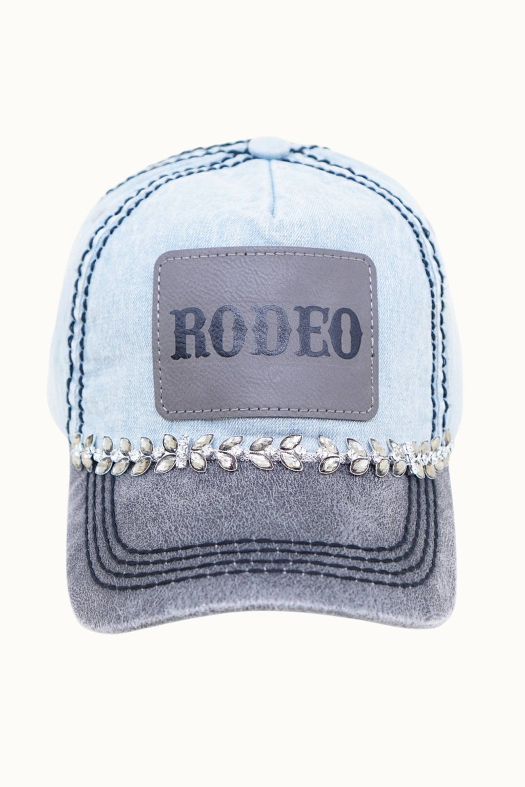 RODEO Two-Toned Dad Cap with Vegan Leather Bill +Leatherette
