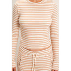 Striped Waffle Long Sleeve Top & Pants Set