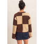 Crew Neck Checkered Sweater