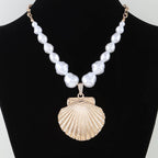 Pearl Oversized Scallop Statement Necklace