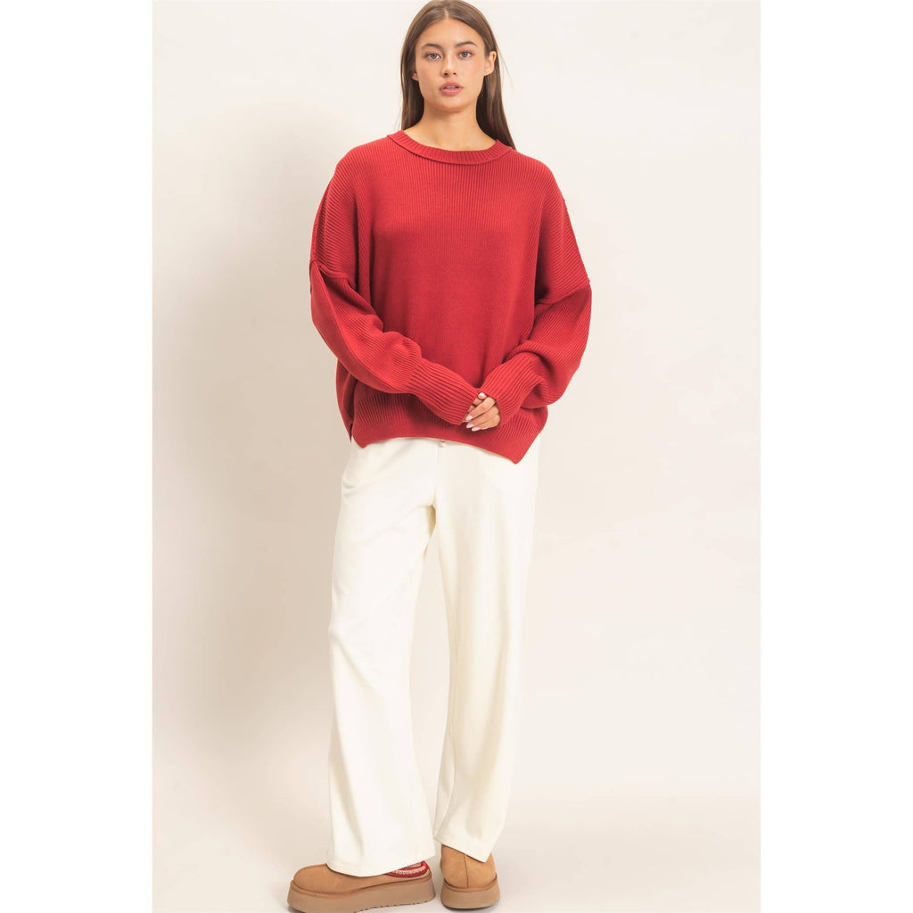 Ribbed Crew Neck Sweater