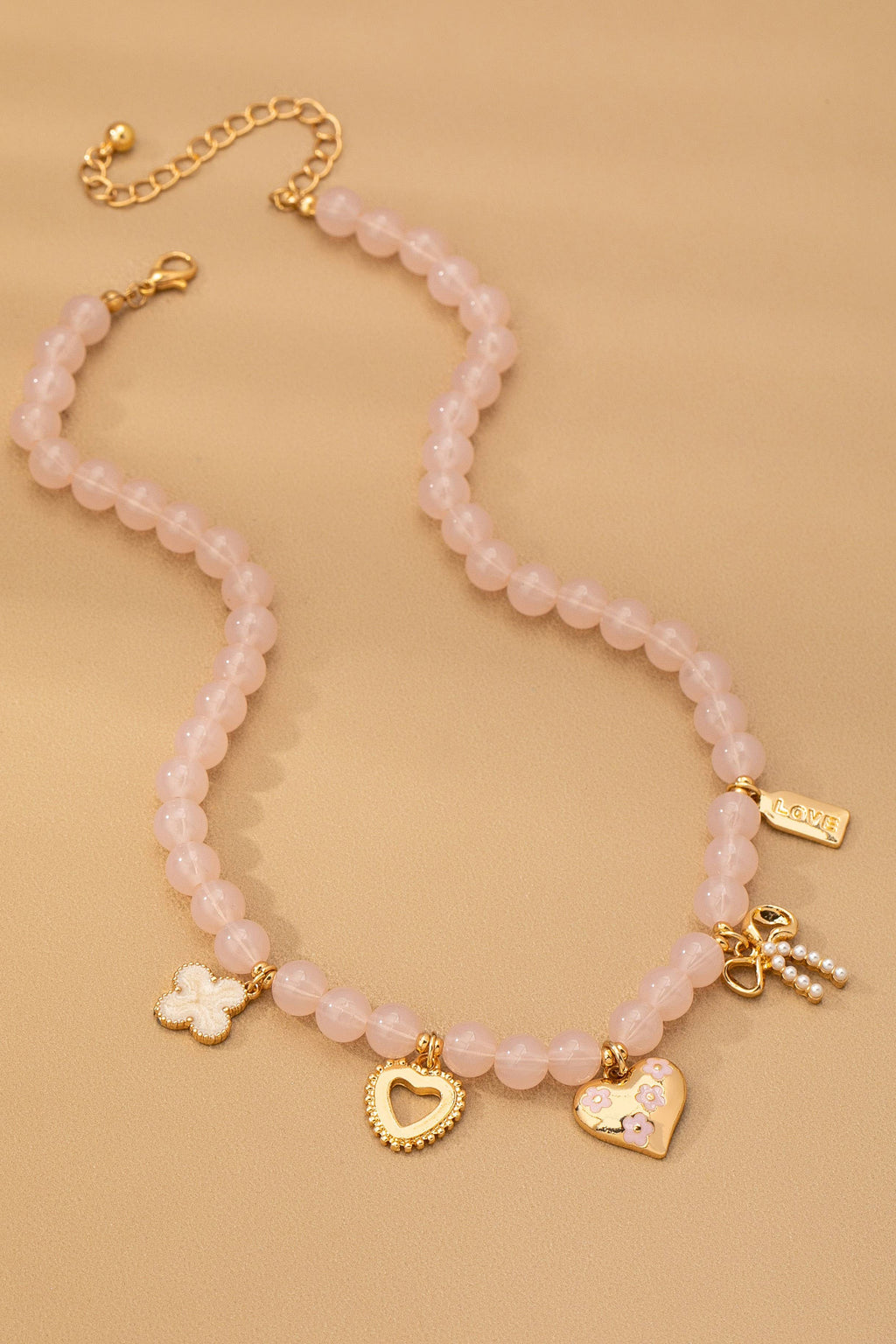 BEADED CHARM NECKLACE-HEART BOW CLOVER | 80N92632