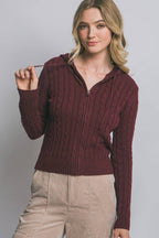 Fitted Cable Knit Cardigan Sweater