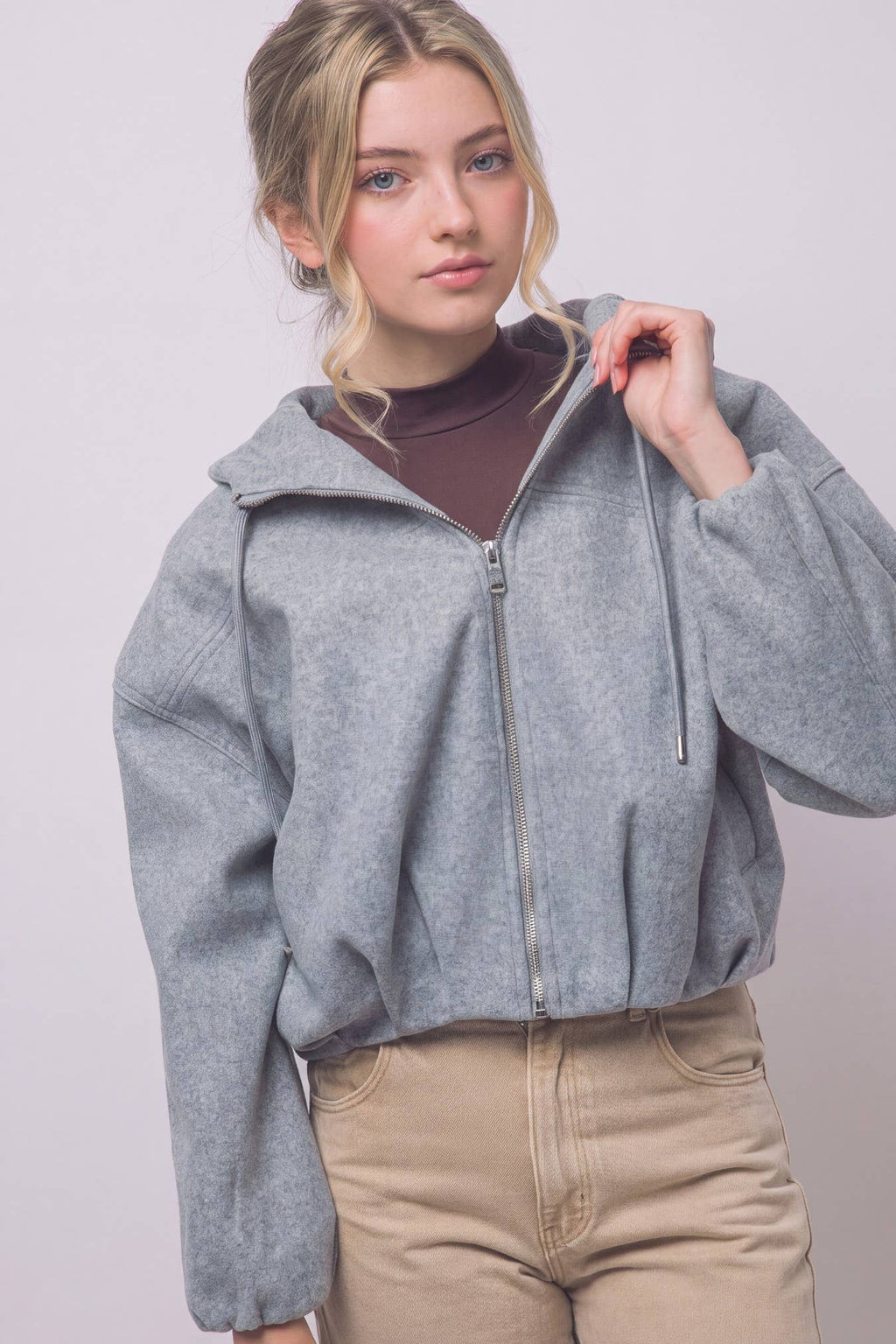 Boiled Hooded Bomber Jacket w/ Side Pockets
