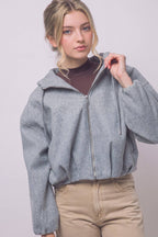 Boiled Hooded Bomber Jacket w/ Side Pockets