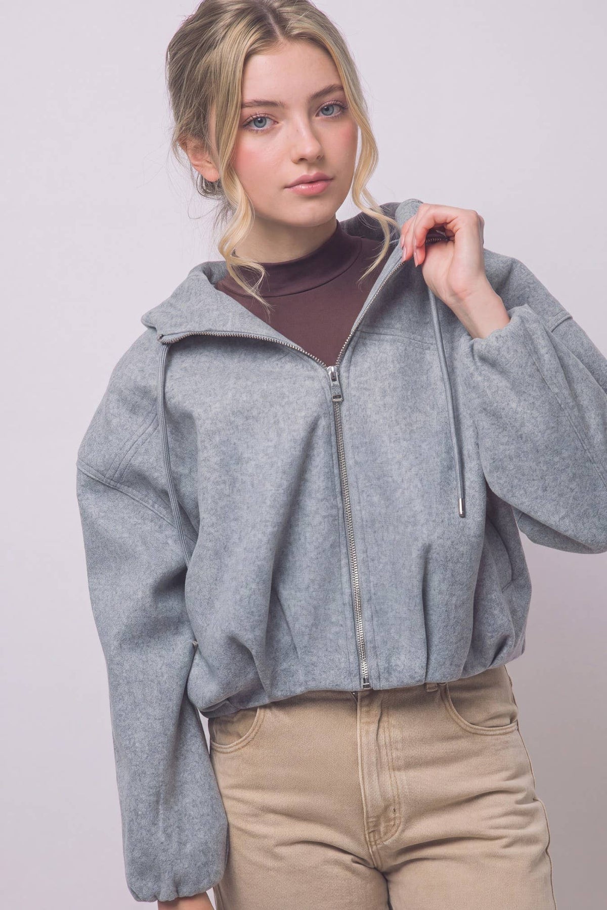 Boiled Hooded Bomber Jacket w/ Side Pockets