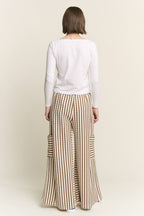 STRIPE WIDE LEG PANTS CREAM EDITION