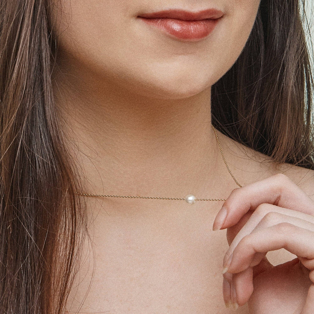 Classic Small Pearl Pendant Necklace | Timeless 18K Small Pearl Pendant Necklace