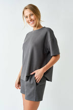 Luxe Sand Wash Rib Classic Tee Set